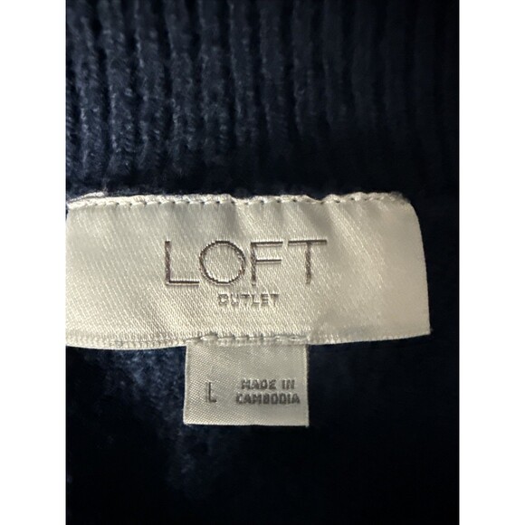 Loft Womens Large Stripe Navy White Sweater Buttons Nautical Coastal Preppy - Picture 4 of 8